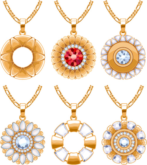 Shiny gold chains vector illustration 03