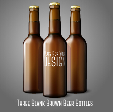 Three blank brown beer bottles vector Three blank brown beer bottles vector