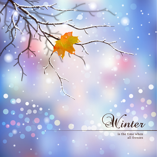 Tree branch and blurs winter background vector 02 Tree branch and blurs winter background vector 02