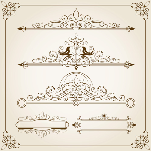 Vintage calligraphic frames with border vector 02 Vintage calligraphic frames with border vector 02
