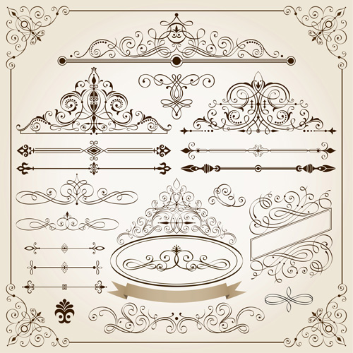 Vintage calligraphic frames with border vector 03 Vintage calligraphic frames with border vector 03