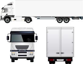 White truck with trailer vector material White truck with trailer vector material