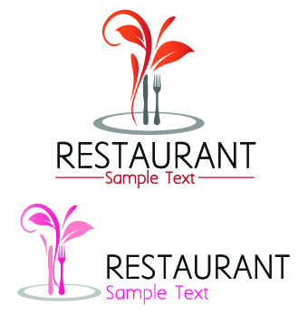 Restaurant Logos with Menu Illustration vector 02