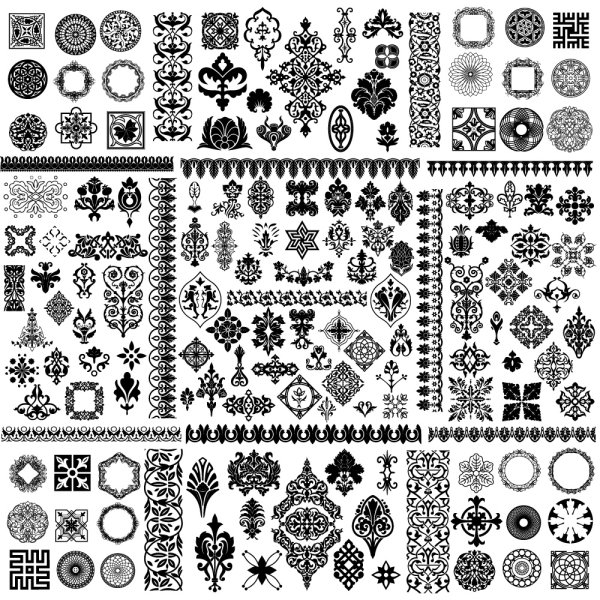 Black and white floral frames vector Black and white floral frames vector