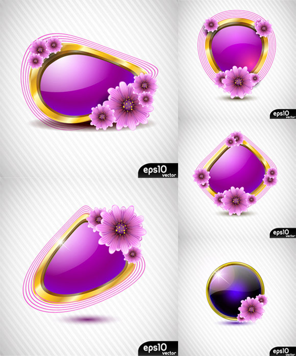 Purple flowers decorative frame vector Purple flowers decorative frame vector