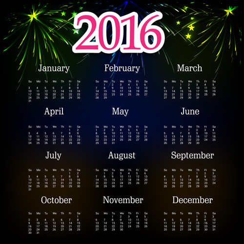 material Fireworks calendar 2016 