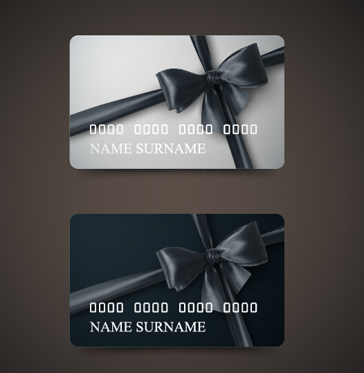 Beautiful bow with business cards template vector 02 Beautiful bow with business cards template vector 02