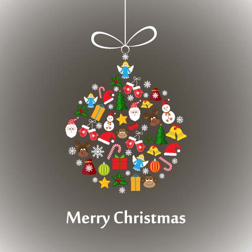 Christmas baubles cute vector material 01