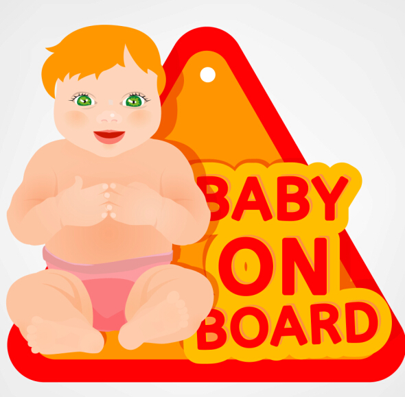 Cute baby sign vector material 04 Cute baby sign vector material 04