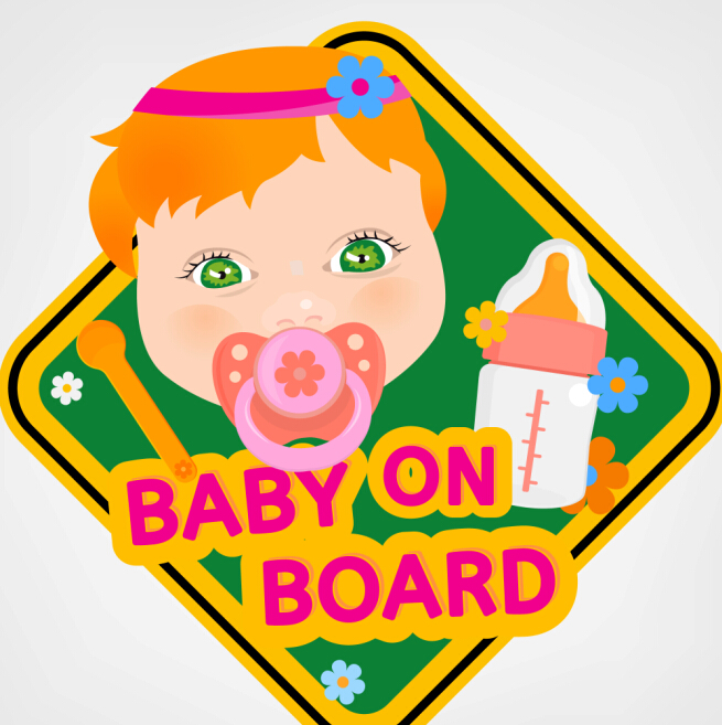 Cute baby sign vector material 06 Cute baby sign vector material 06