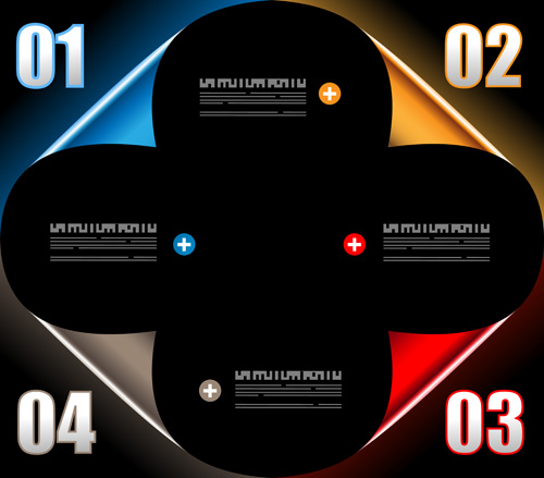 Dark style infographics business vector 02 Dark style infographics business vector 02