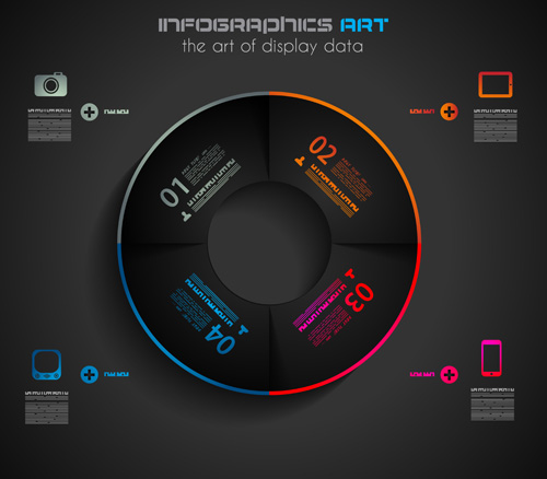 Dark style infographics business vector 04 Dark style infographics business vector 04
