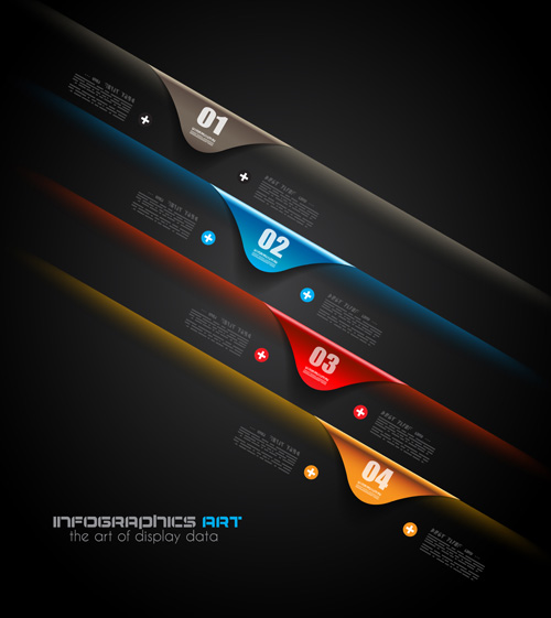 Dark style infographics business vector 16