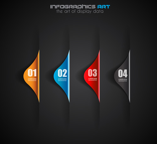 Dark style infographics business vector 18