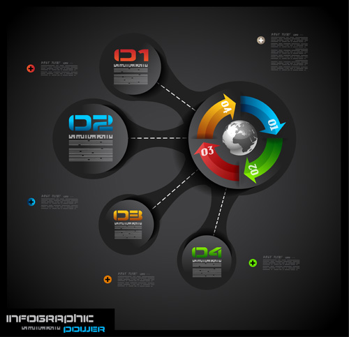 Dark style infographics business vector 19 Dark style infographics business vector 19