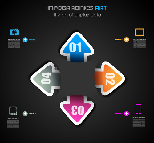 Dark style infographics business vector 24 Dark style infographics business vector 24