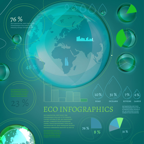 Eco infographics elements vectors graphics 04 Eco infographics elements vectors graphics 04