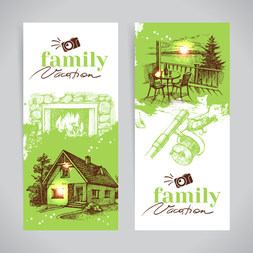 Family banners hand drawn vector 01 Family banners hand drawn vector 01