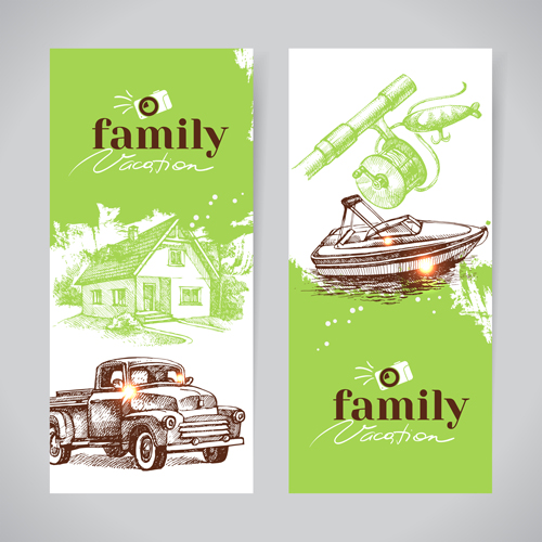 Family banners hand drawn vector 02 Family banners hand drawn vector 02