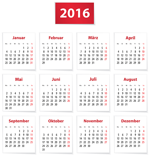 grid calendar 2016 