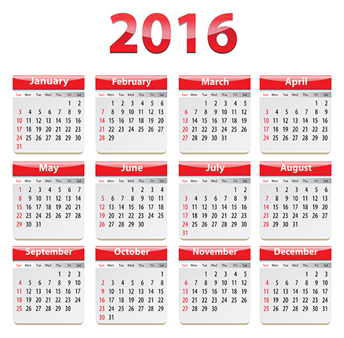 modern grid calendar 2016 