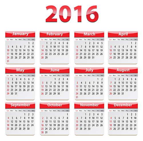 Grid Calendar 2016 modern vector 03 Grid Calendar 2016 modern vector 03