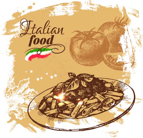 material italian hand food drawn design 