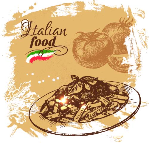 Hand drawn Italian food design vector material 04 Hand drawn Italian food design vector material 04