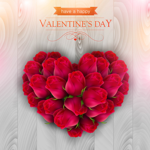 Valentines day elements with wooden background vector 09 Valentines day elements with wooden background vector 09