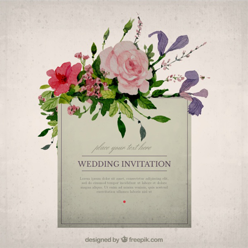 Vintage flower wedding invitation cards vector 01 Vintage flower wedding invitation cards vector 01