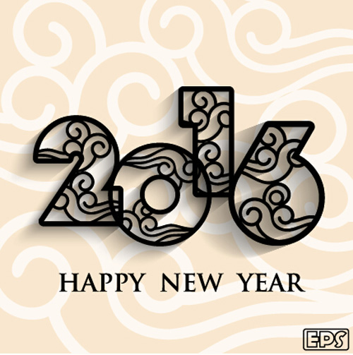 2016 Happy new year black text vector 2016 Happy new year black text vector