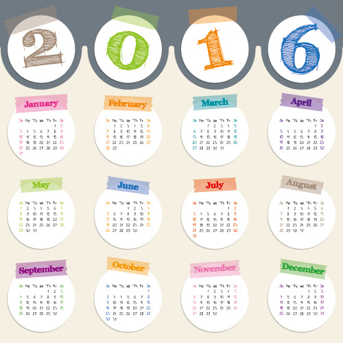 2016 circle calendars design vector 2016 circle calendars design vector