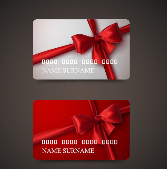 Beautiful bow with business cards template vector 01 Beautiful bow with business cards template vector 01