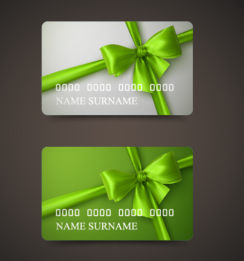 Beautiful bow with business cards template vector 03 Beautiful bow with business cards template vector 03