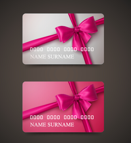 Beautiful bow with business cards template vector 04 Beautiful bow with business cards template vector 04