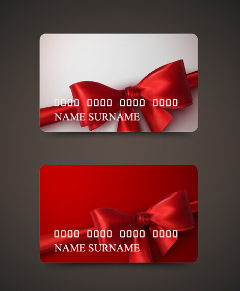 Beautiful bow with business cards template vector 08 Beautiful bow with business cards template vector 08