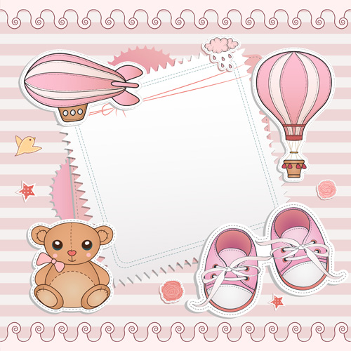 Blank paper with baby card vector 02