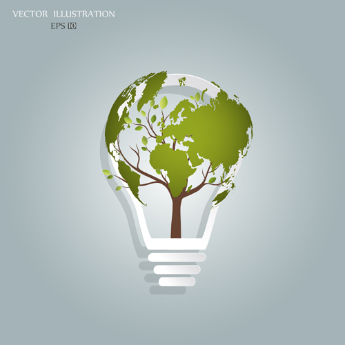 Bulb with Eco business illustration vector 01 Bulb with Eco business illustration vector 01