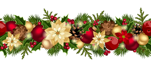 Christmas decorative seamless borders vectors 05