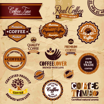 Classic Coffee labels design vector 01 Classic Coffee labels design vector 01