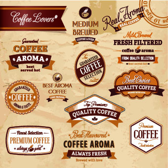 Classic Coffee labels design vector 02 Classic Coffee labels design vector 02