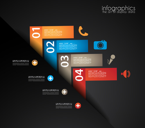 Dark style infographics business vector 01 Dark style infographics business vector 01