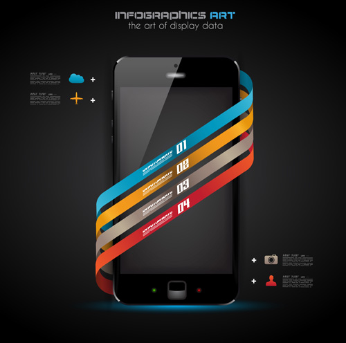Dark style infographics business vector 11