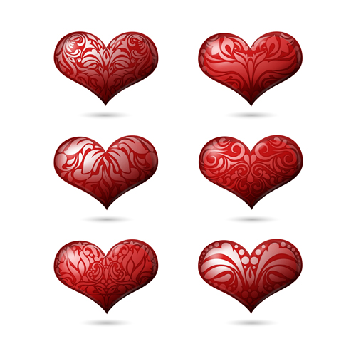 Floral heart valentines day vector set Floral heart valentines day vector set
