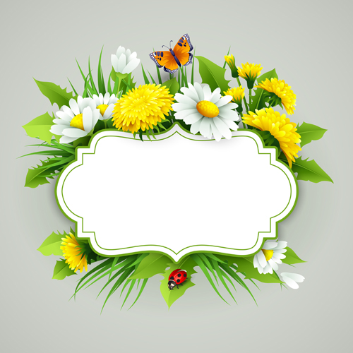 Flower with spring card vector set 10 Flower with spring card vector set 10