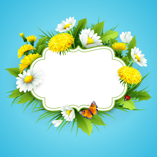 Flower with spring card vector set 12 Flower with spring card vector set 12