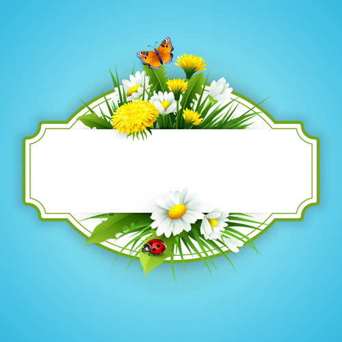 Flower with spring card vector set 13 Flower with spring card vector set 13