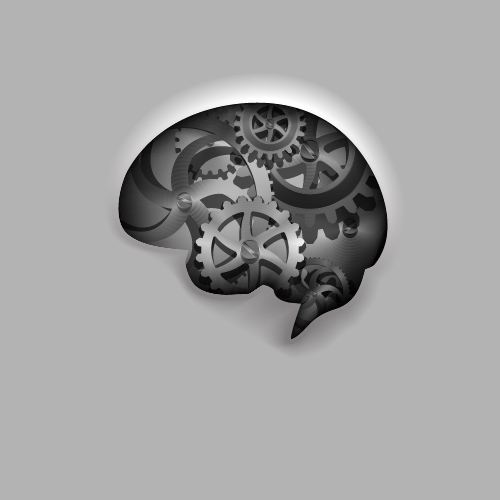 Gear with brain vector