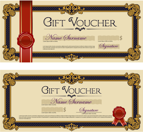 Gift voucher vintage styles vectors 01 Gift voucher vintage styles vectors 01
