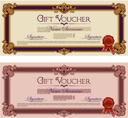 Gift voucher vintage styles vectors 02 Gift voucher vintage styles vectors 02